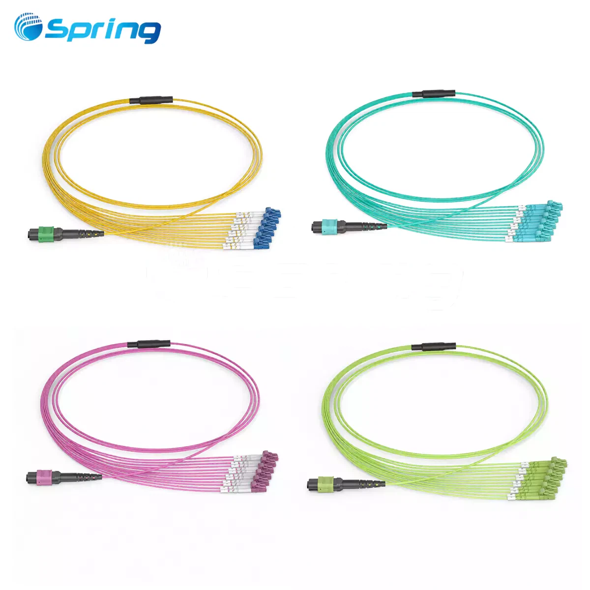 QSFP MPO breakout cable with MPO/PC to 6x DLC LC/UPC, 12 fiber